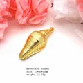Macro detail view of a polished gold copper conch shell pendant with ridged texture - Spiral Conch Pendant (3) / Pendant Only (Without Chain)