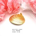 Gold copper seashell pendant detail showing texture, size 39x37mm and 12.4g weight - Radiating Pendant (4) / Pendant Only (Without Chain)