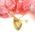 Elegant 18K gold plated copper seashell pendant necklace with a high-polished box chain - Conch/Scallop Style Necklace (2) / Pendant and Necklace Set