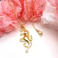 Elegant gold-plated seahorse pendant necklace for women stylish copper jewelry gift - Seahorse Style Necklace (6) / Pendant and Necklace Set
