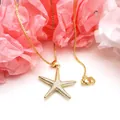 Fashion gold-plated copper starfish pendant necklace featuring a delicate box chain - Textured Starfish Necklace (7) / Pendant and Necklace Set