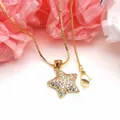 Elegant golden starfish pendant necklace with sparkling cubic zirconia pavé - Micro-Inlaid Star Necklace (8) / Pendant and Necklace Set