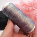 Hochwertige 0,5 mm schillernde flache Wachskordel mit Sternenhimmel-Effekt für DIY - Violett 75864