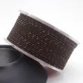Detailed view of 1.5mm dark brown braided Milan cord featuring gold metallic thread accents - Approx. 1.5MM / Dark Coffee