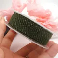 Dark green braided cotton cord with gold metallic silk thread for DIY jewelry making - Approximately 1.2mm / 26# Deep Green with Gold