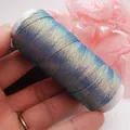 0.5mm flacher Wachsfaden für DIY-Schmuck, blau-goldener metallischer Sternenhimmel-Draht - Hellblaugrau
