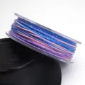 Detailed view of 1.2mm rainbow ombre cotton thread with metallic glitters for jewelry making. - 1.2mm / 15# Blue Purple Pink Rainbow