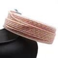 Geflochtene rosa-weiße Baumwollschnur mit Goldfaden für DIY Armband-Schmuckherstellung - Ca. 0,8 mm / 01# (Gemischt Rosa Weiß Gold)