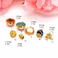 Detail view of various gold-plated enameled jewelry charms with size and weight specs. - Hollow Spacer Charm (7#)