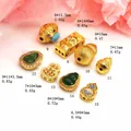 Detailed view of various gold-plated gourd charms and zircon inlaid spacer beads - Rectangular Pattern Spacer (8#) / Size 8