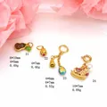 Detailed view of gold-plated DIY charms showing dimensions and weight data. - Gourd Charm with Leaf (21)