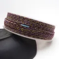 Multi-color braided cotton cord with gold metallic thread for DIY jewelry making - Approximately 0.8mm / 09# (Mixed Purple Gold)