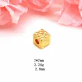 Macro view of textured golden cube spacer bead with dimensions 7x7mm for DIY jewelry - Small Cubic Spacer Bead (4) / 7*7mm (3.24g)