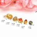 Detailed view of six DIY gold-plated jewelry charms with dimensions and weight specifications. - Lucky Pearl Pendant (13)