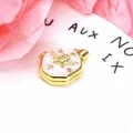 Exquisite gold-plated angel locket pendant with pink enamel and zircons - Purple B