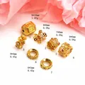 Detailed view of gold-plated zircon spacer beads with specific sizes and weights - Six-word Mantra Barrel Bead (1#)