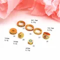 Detailed display of gold-plated zircon spacer beads with specific sizes and weights - Green Zirconia Ring Spacer (15)