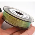 Detailed macro view of 0.85mm iridescent gradient green and gold jewelry cord on spool - Approximately 0.8mm / Wine Green (32)
