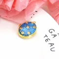 Elegant blue enamel flower locket pendant with gold-plated copper finish for necklaces - Pendant Only (No Chain) / Blue B