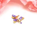 Detailed close-up of a purple enamel balloon dog charm with golden metallic finish - Purple