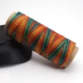 Cordon ciré dégradé galaxie 0,5 mm pour bijoux DIY, fil tressé multicolore effet étoilé. - Orange Vert Multicolore (Orange Vert)