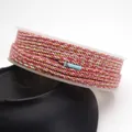 Red and pink twisted cotton rope with gold metallic thread on spool for DIY jewelry - Approximately 0.8mm / No. 34 (Red Pink White Gold Mixed)