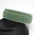 Teal and gold hand-twisted cotton cord with metallic thread for DIY jewelry making - Approximately 0.8mm / No. 47 (Green Brown Gold Mix)
