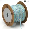 Mehrfarbige dreisträngige geflochtene Baumwollschnur für DIY-Schmuck, Variante 1 auf Spule. - Blau Grün Rosa Mix (01#) / 2.0x1.0mm / Mehrfarbig
