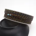 Mixed color braided cotton rope with gold metallic thread for DIY jewelry craft - Approximately 0.8mm / 52 (Dark Green & Wine Red Mix with Gold)