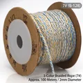 Detailed SKU view of blue and gold three-strand braided cotton thread for DIY crafting projects - Blue Gold White Mix (7#) / 2.0x1.0mm / Multicolor