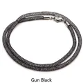 Gun black metallic mesh tube necklace filled with sparkling crystals and silver clasp - 3.0mm*55cm / Gun Black