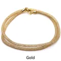 Elegant gold-tone metallic mesh necklace filled with sparkling crystals - 3.0mm*55cm / Gold