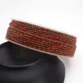 Multicolor twisted cotton cord with metallic gold thread for DIY jewelry and necklace making - Approximately 0.8mm / 56# (Red & Green Mixed Gold)