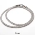 Silver mesh tube necklace filled with shimmering crystals and 925 silver clasp - 3.0mm*55cm / Silver