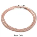 Elegant rose gold metallic mesh tube necklace with crystals and silver clasp - 3.0mm*55cm / Rose Gold