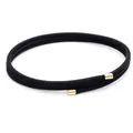 Adjustable black multi-layer braided cord bracelet with minimalist gold-plated metal ends - Minimalist Style (TMYSA2) / Black