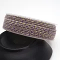 Mixed purple and gold metallic braided cotton cord for DIY jewelry making and crafts - Approximately 0.8mm / 62# (Purple Gray and Gold Mixed)