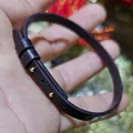 Elegant 6mm slim dark brown leather bracelet featuring adjustable golden metal studs - Style 2 / Gold Round Buckle / Coffee
