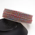 Spool of multicolor hand-twisted cotton rope with gold thread for DIY jewelry making - Approximately 0.8mm / Red & Blue Mix (69)