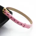 Bracelet élégant de 6mm en cuir rose avec une boucle à ardillon métallique dorée - Style 1 / Fermoir Doré / Rose