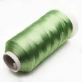 Hilo de seda de hielo verde hierba de 3 cabos brillante para borlas y bordados finos - 3 cabos / Verde Frijol