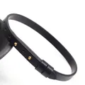 Minimalist thin black leather strap bracelet featuring gold-tone stud accents for men and women - Style 2 / Black