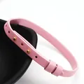 Slim pink leather bracelet with gold studs minimalist adjustable wristband for women - Ball Rivet Style (Style 2) / 6mm Width / Pink
