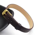 10mm width minimalist dark brown leather bracelet featuring a polished gold buckle - Style 1 / Coffee