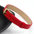 10mm wide red leather strap bracelet with gold buckle for fashion - Style 1 / Dark Red