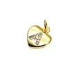 Small gold heart pendant charm with micro-inlaid zirconia letter A for DIY jewelry design - 9*10*1.8mm / Letter A