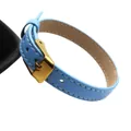 Fashionable 10mm light blue leather strap bracelet with gold buckle - Style 1 / Light Blue