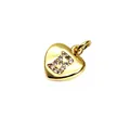 Gold-plated heart-shaped pendant with micro-pave zircon letter B for DIY jewelry making - 9*10*1.8mm / Letter B