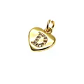Gold heart-shaped pendant with micro-paved zircon letter D for DIY jewelry making - 9*10*1.8mm / Letter D