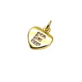 Elegant gold heart-shaped pendant featuring a micro-paved cubic zirconia letter E design - 9*10*1.8mm / Letter E